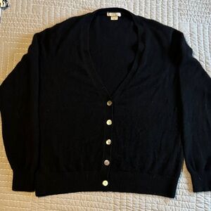 Amicale Cashmere Classic Black Button-Up Cardigan